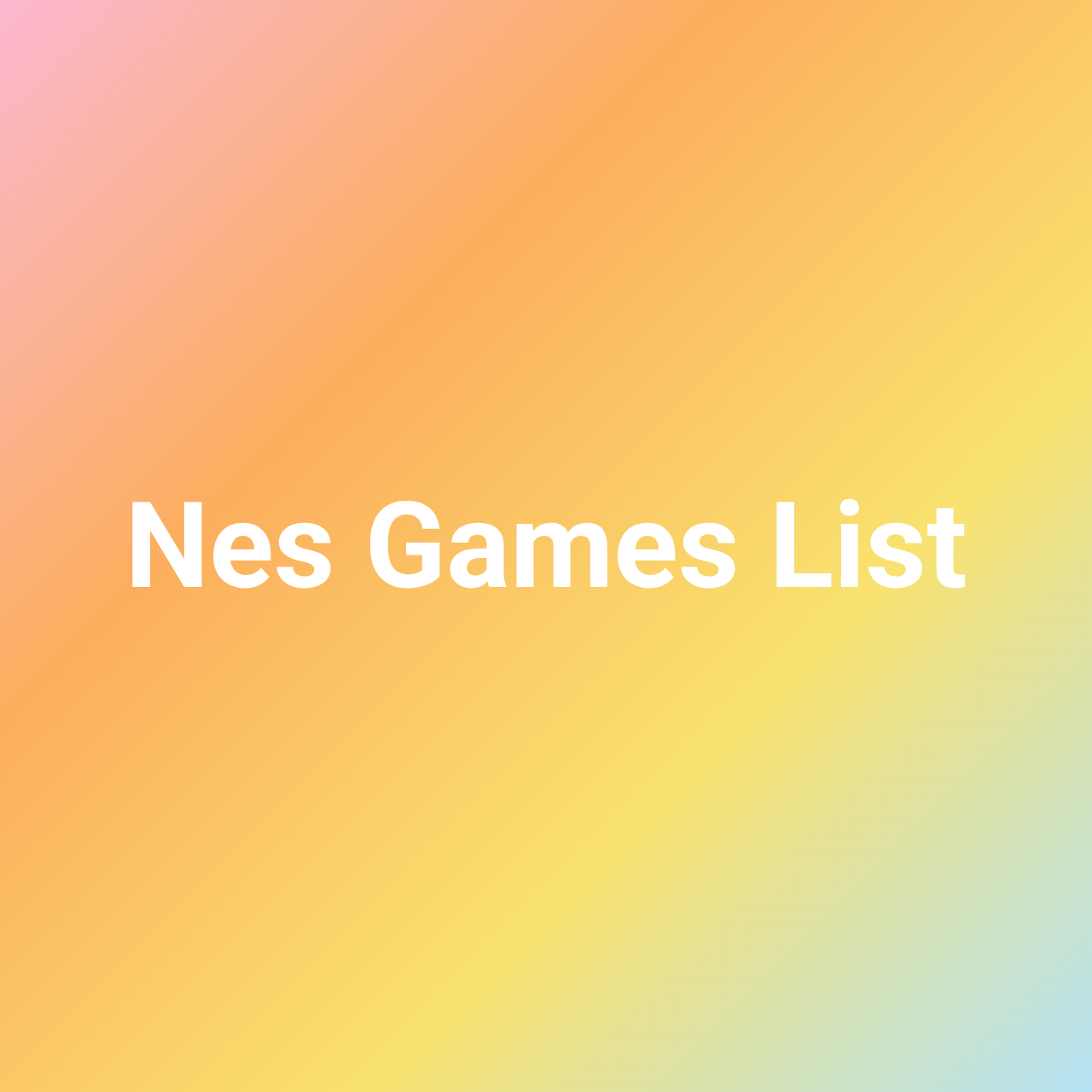 Nes Games List