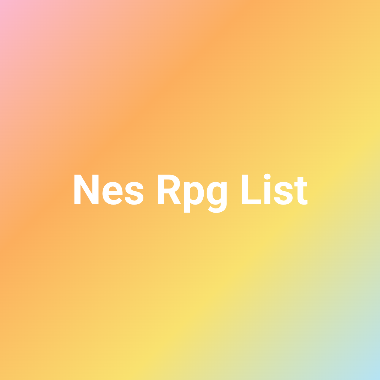 Nes Rpg List